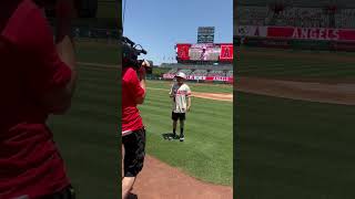 My nephew is the #playball kid today! #angelsbaseball #anaheim #anaheimangels #playball