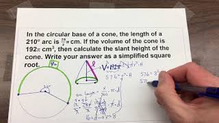 Chapter D - Extra Review Problem #3 (Cone/Circle/Arc Solution)