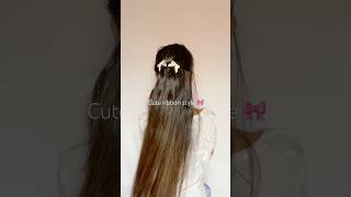 Ribbon hairstyle ❤️🎀 #ribbon #hairstyle #longhairstyles #explore #ytshortsvideo #bowstyle