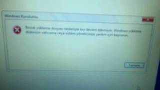 windows 7 kurulum hatası disk bozuk