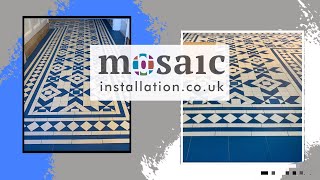 Victorian Floor Tile Excellence, Victorian Mosaic,  Blue Moon & White, Time Lapse,