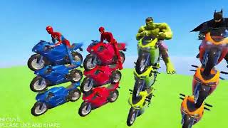 GTA V   Stunts & Ramps With Superheroes Driving Bing Harley Motorcycles  GTAV Mods