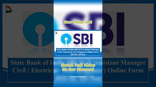 SBI SCO Assistant Manager Civil / Electrical / Fire (Engineer) Online Form 2024 for 169 Post #jobs