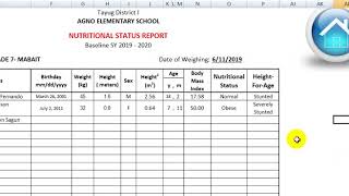 COMPLETE NUTRITIONAL STATUS REPORT