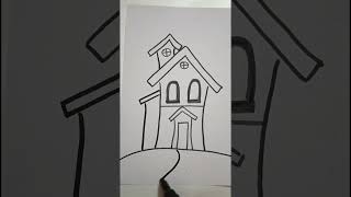 Easy to draw a beautiful house ll drawing for kids #drawing #easydrawing #pencilcolourdrawing