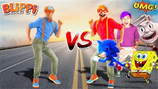 BLIPPI FIGHTS CURSED BLIPPI, SONIC, LANKYBOX, & MORE! *In Real Life!*