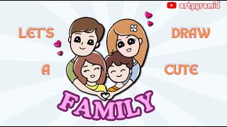 How to Draw cute HAPPY FAMILY Easy drawing FAMILY Picture #trending #viral #short #art #kids #family