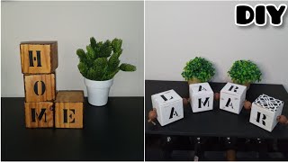 Decoração com cubos de madeira