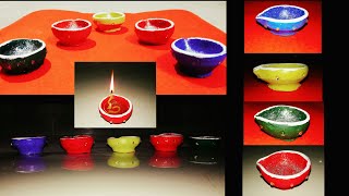 Diya colouring ideas// Easy way to decorate Diya at home..