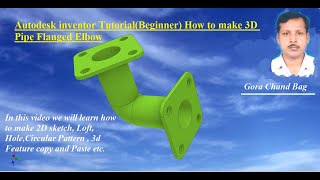 Autodesk inventor Tutorial(Beginner) How to make 3D Pipe Flanged Elbow