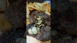 Steak by yours truly! 🤍🍴🥩 #shortvideo #shortsvideo #shorts #steak #homecooked #dinner #steaknight