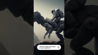 Asking AI for astronaut riding a velociraptor in space. #ai #art #short