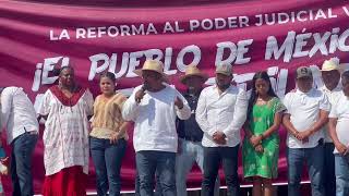 Obed Cruz Torres manifestó su apoyo a la reforma del Poder Judicial este día en Pinotepa Nal. Oax.