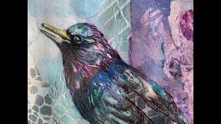 Time Lapse Creating a Collage Painting of a Starling