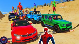 COLORFUL SUPER CARS, SPIDERMAN AND FRIENDS, FUN DRIVING ON MEGA RAMP, ENJOY WATCHING - GTA V (EP-4)