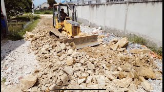 The First Start New Landfill Flooded Road Hard Working, Civil Good Operator Expert BulldoZer KoMatsu