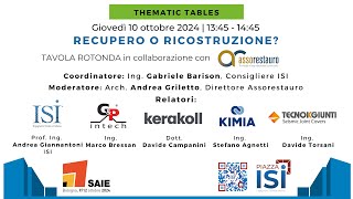 Recupero o Ricostruzione? - Thematic Table - Piazza ISI - SAIE Bologna 2024