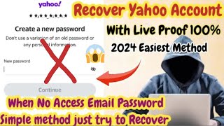 Yahoo Mail Old Account Recovery New Trick 2024 | Recovery Of Yahoo Account Without Any Verification