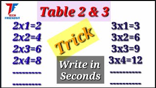 Table 2 trick||table 3 trick||table 2,3 trick