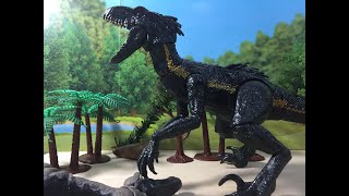 Jurassic Park Stop Motion: BARYONX HUNTING DAY MEETS INDORAPTOR . #stopmotion #jurassicworld #toys