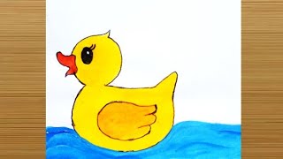 Easy duckling drawing | Cute Cartoon duckling drawing and colouring |  How to draw a duckling |