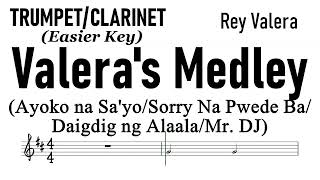 VALERA''s Medley Trumpet Clarinet Easier Key Sheet Music Backing Track Partitura Rey Valera