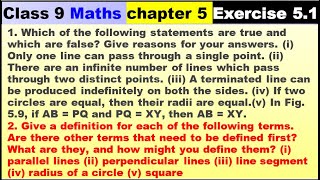 class 9 Math Ex 5.1 Q 1|Q 2