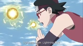 Sarada used a lightning ball to beat pretty..! Mitsuki vs seriei.