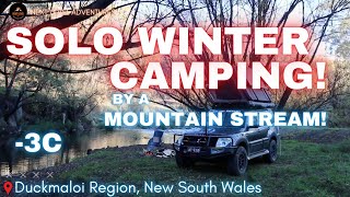 SOLO Overnight Winter Camping By A Mountain Stream! -3c