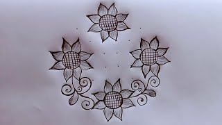 10*2 dots easy flowers rangoli design||creativerangoli design||chukkala muggulu@lavyacreativerangoli