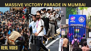 Team India in Mumbai , Victory Parade starts as Mumbai Fans goes Wild | Video