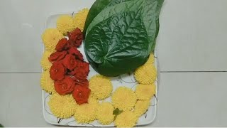 Easy betel & mango leaf backdrop decoration ideas