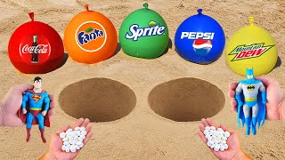 Воздушные шары с Mtn Dew, Coca Cola, Fanta, Sprite, Pepsi vs Mentos vs Batman и Superman