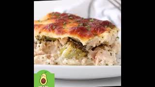 Chicken Alfredo Casserole with Broccoli Recipe 😋 - Low Carb Meals 👍#shorts