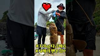 다금바리 물속에 들어가 힘들게 끄집어 냈어요.