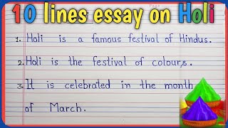 10 lines essay on Holi in english/ Essay on Holi in English/ Holi essay writing/ Holi par nibandh