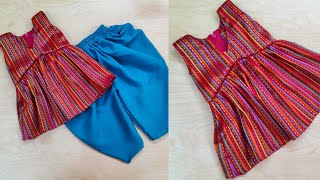 1 Year Baby Aliya Cut Kurti Cutting & Stitching | Aliya Cut Kurti With Dhoti Salwar For Baby Girl