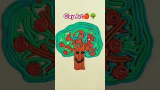 Clay art🍎🌳 #fun #creativity #shorts