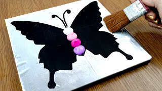 Butterfly / Simple Acrylic Painting Step by Step / Easy Masking Tape Satisfying ASMR