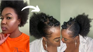 SLEEK LOW PUFF ON SHORT NATURAL HAIR | $13 AFRO PUFF | CROCHET BANTU KNOTS | PROTECTIVE STYLE