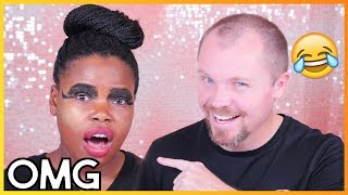 HILARIOUS HUSBAND DOES MY MAKEUP CHALLENGE | FULL FACE GLAM