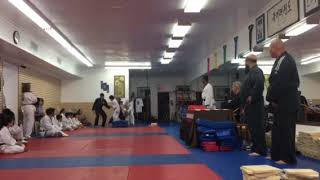 Flying kick wood breaking