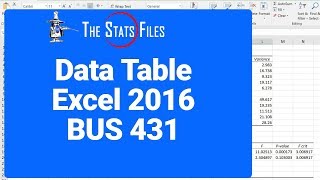 BUS 431 Data Table Example