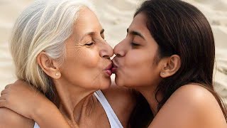 Romantic Connection: Old Woman and Young Girl's Kiss ll Lesbian kissing Video