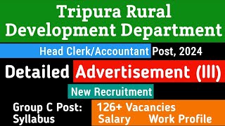 Tripura Rural Development Department: Head Clerk/Accountant Recruitment 2024