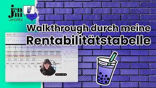 jenni.works | So berechne ich die Rentabilität meiner Projekte | Rentabilitätstabelle