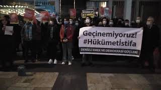 Denizli'de yurttaşlar Merkez Bankası önünde #geçinemiyoruz eyleminde