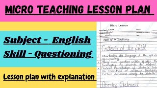 #Micro teaching lesson plan of English || Skill- Questionings Skill#B.Ed.#D.El.Ed.