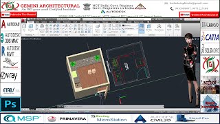 Autocad 2020 How to draw Kitchen 2d and 3D Tutorial Hindi(Gemini Architectural)