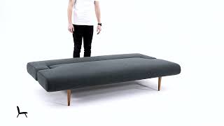 Unfurl Fabric Sofa Bed w/Dark Wood Legs by Innovation Living Furniture